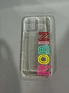 BaubleBar Custom Clear Phone Case with Acrylic Name ROBIN